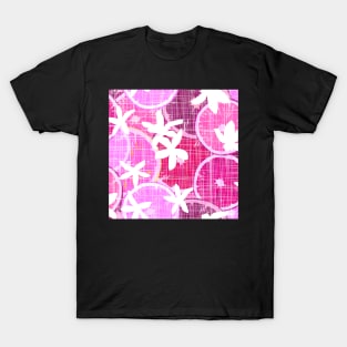 Oranges and flowers on a pink linen structure T-Shirt